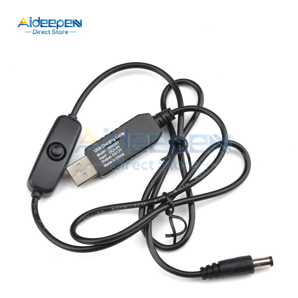 1Pcs 5V To 5V/9V/12V DC-DC สายแปลง USB To 5.5X2.1MM 3.5X1.35MM แจ็ค DC Step-Up โมดูลสายไฟ String พร้อมสวิตช์