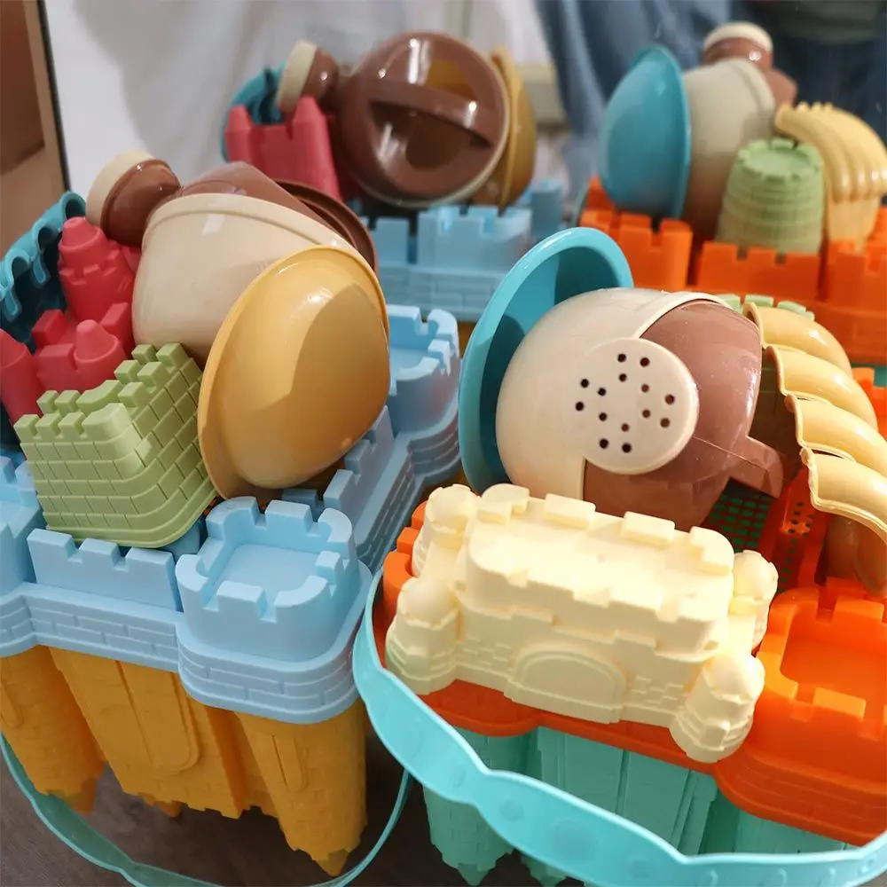 Summer Beach Sand Set Yellow Plastic Castle Sand Mold Fun Creative Castle Bucket Play Sand Set Funny Gifts