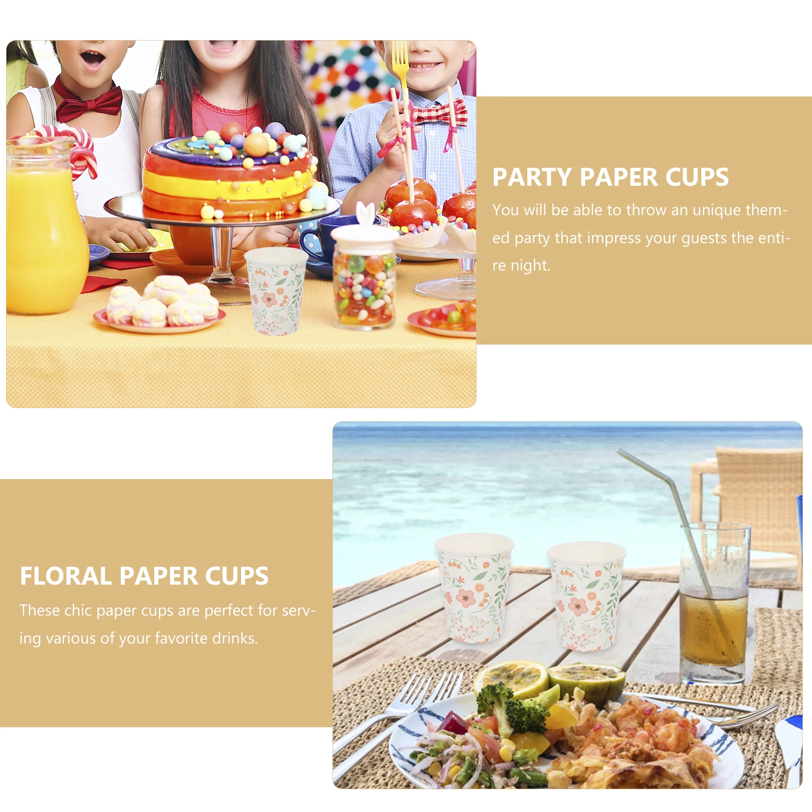 

24 Pcs Paper Cup Set Beverage Cups Papercups Coffee Rabbit Party for Kraft Floral
