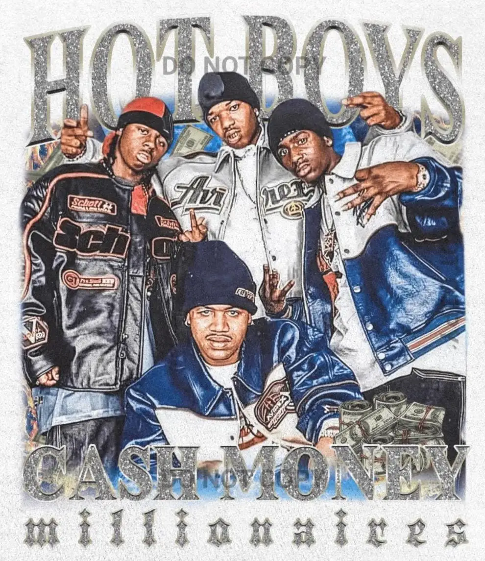 Hot Boys Cash Money Millionaires Retro Rap Printed Black T-shirt with 90s New Orleans Legendary Combination