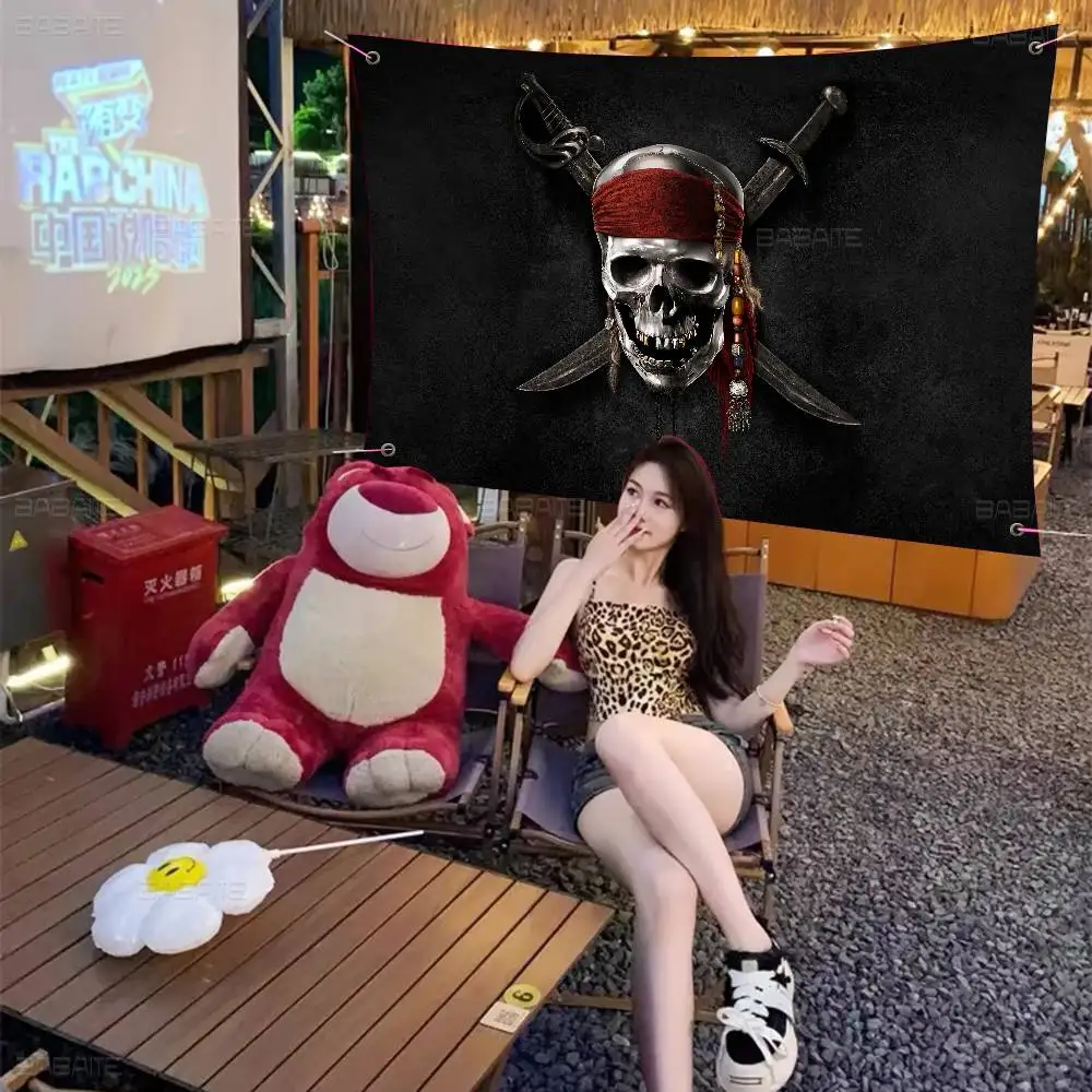 Pirates Of The Caribbean Cheerleading-Banner in kleiner Größe, handgezogene Flagge, Atmosphärenflaggen für den Außenbereich