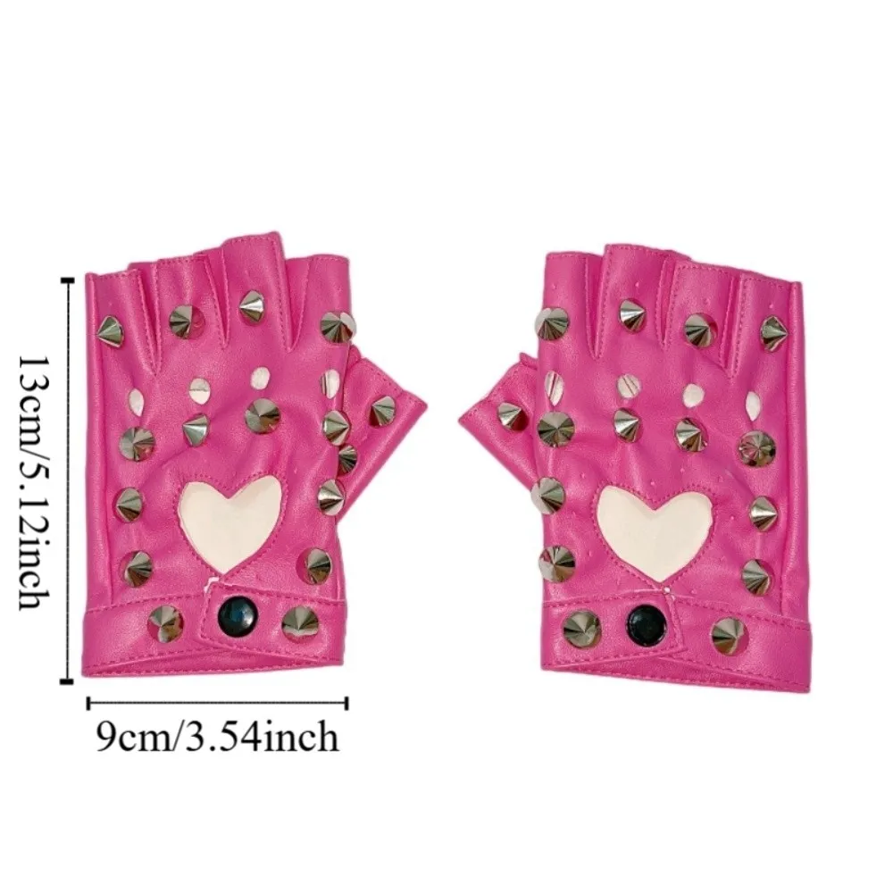 للجنسين أصابع برشام قفازات ليوبارد طباعة بولي Leather الجلود نصف النخيل قفازات Y2K الشرير براءات الاختراع والجلود قفازات الفتيات