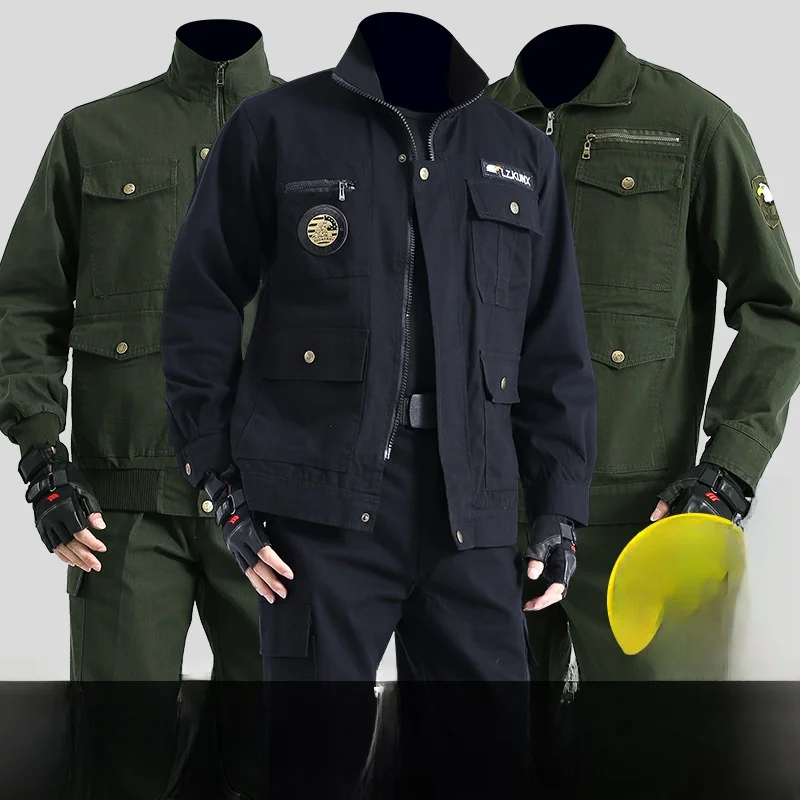 

Thiened Pure Cotton Work orm Set for Men And Women Anti-Wear Welding Workwear with Embroidered Logo