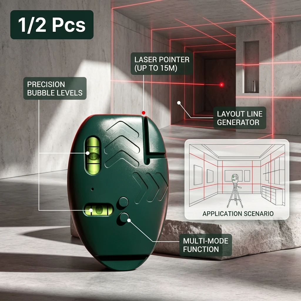 1/2Pcs High-precision Red-green Laser Level Mini Right-angle Rechargeable Ground Wire Level High-intensity Light Tools