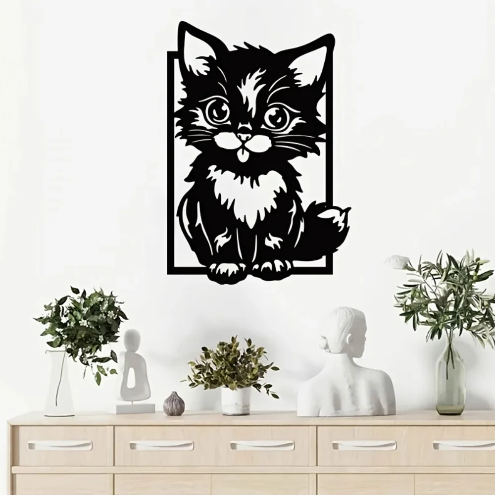 CIFBUY – sculpture murale en fer, style bohème moderne, visage de chaton minimaliste, décoration pour salon, chambre à coucher, cadeau élégant pour la maison