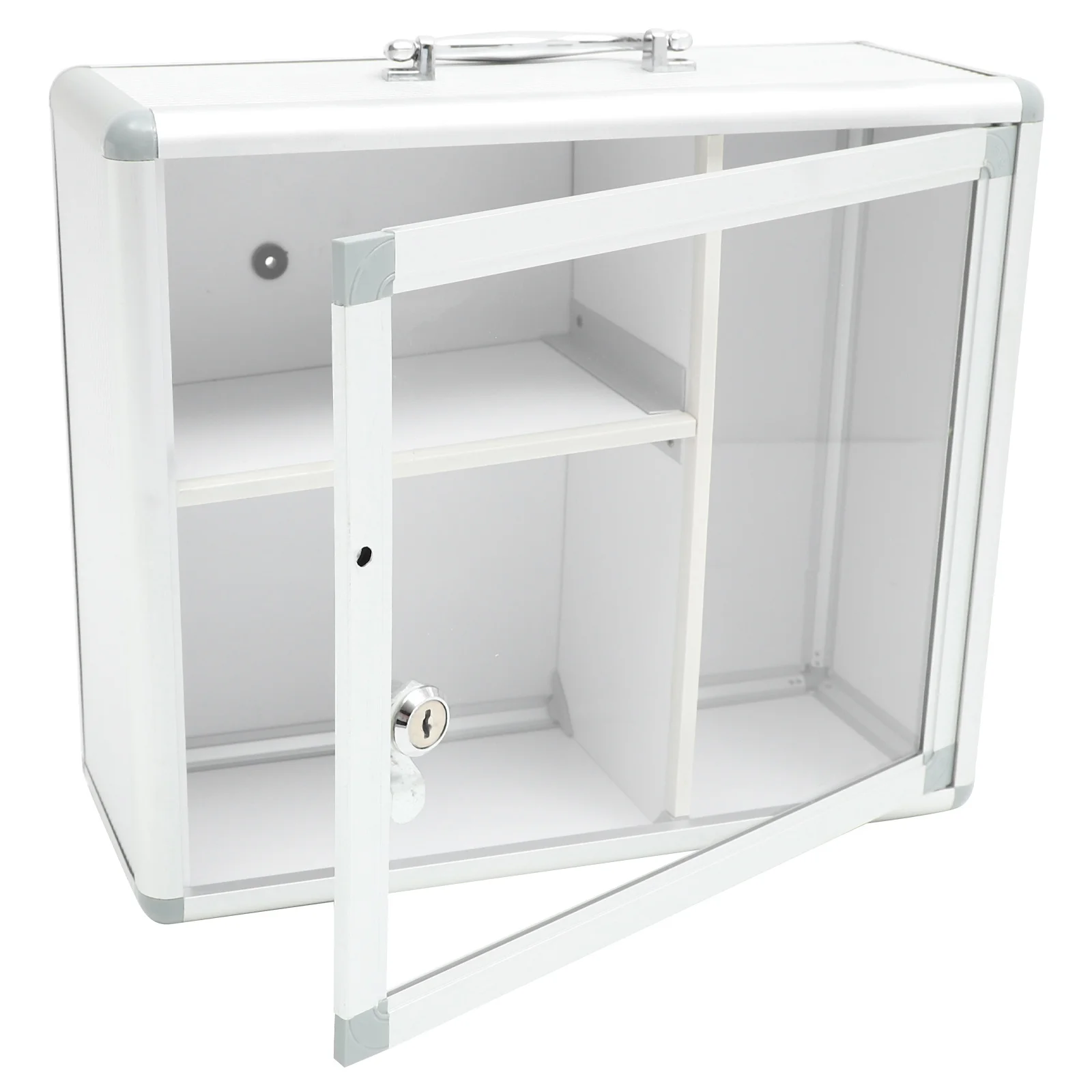 Lockable Wall Medicine Box Aluminum Alloy Sturdy Storage Container Portable First Aid Kit Household Office Travel Outdoor