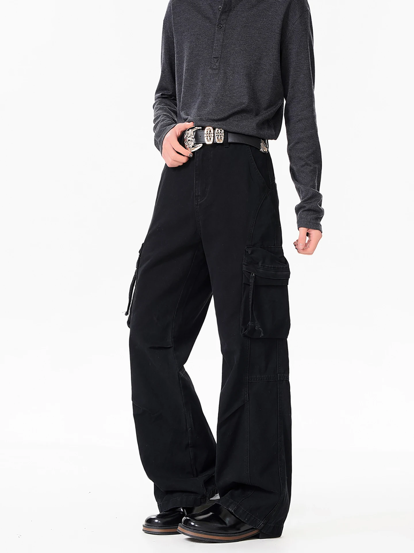 

Джинсы Boyue в американском ретро-стиле, унисекс, широкие, струящиеся, с множеством карманов, персонализированные, длинные брюки