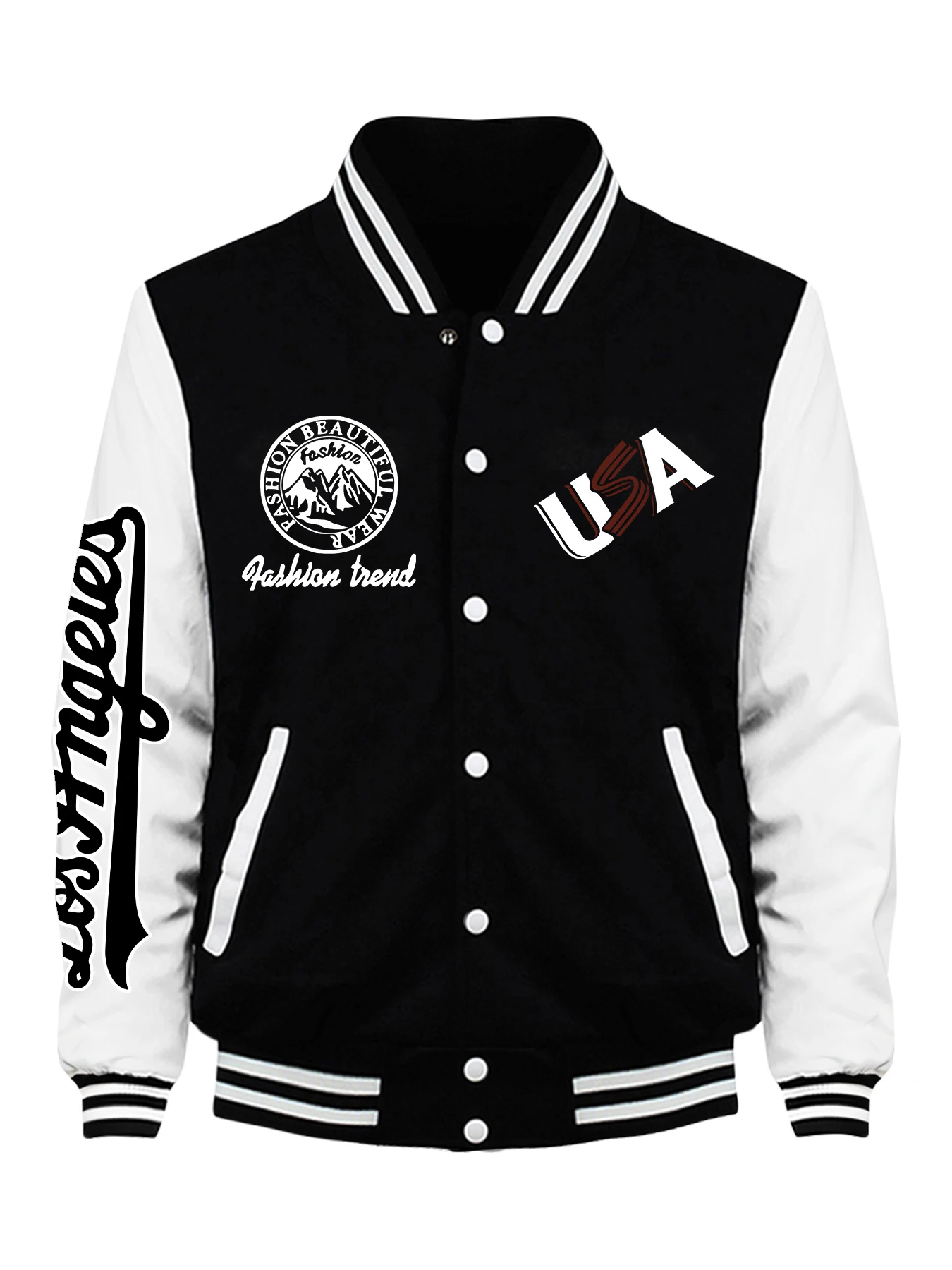 

Pashion Beautiful Wpar Usa Pattern Men Baseball Coat American Loose Jackets Fleece Autumn Streetwear Hip Hop Casual Unisex Top