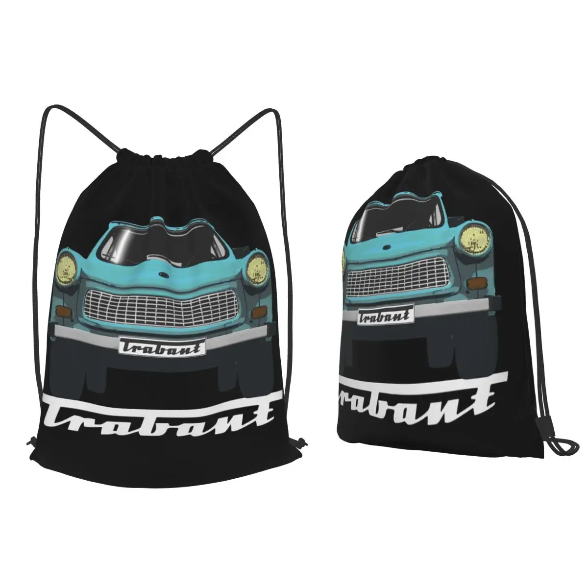 Trabant 601 Blue On Black Backpacks Casual Drawstring Bundle Pocket Sports Bag Book Bags for Man Woman School