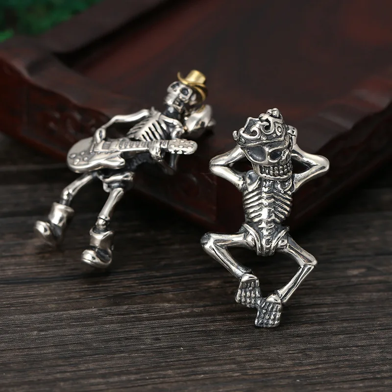 s925 sterling silver vintage Thai silver all-match jewelry personality rock punk guitarist men and women pendant