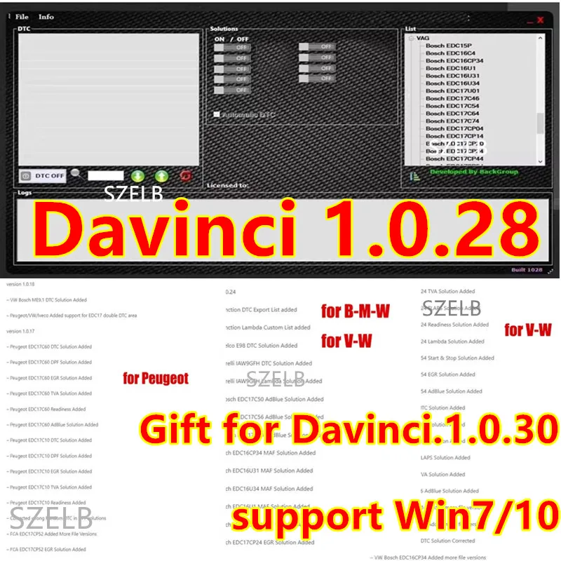 Latest Repair Software Activate Davinci 1.0.28 REMAPPING Job in KESS/KTAG/Other DAVINCI ECU Repair Tool V1.0.28 for Win 7