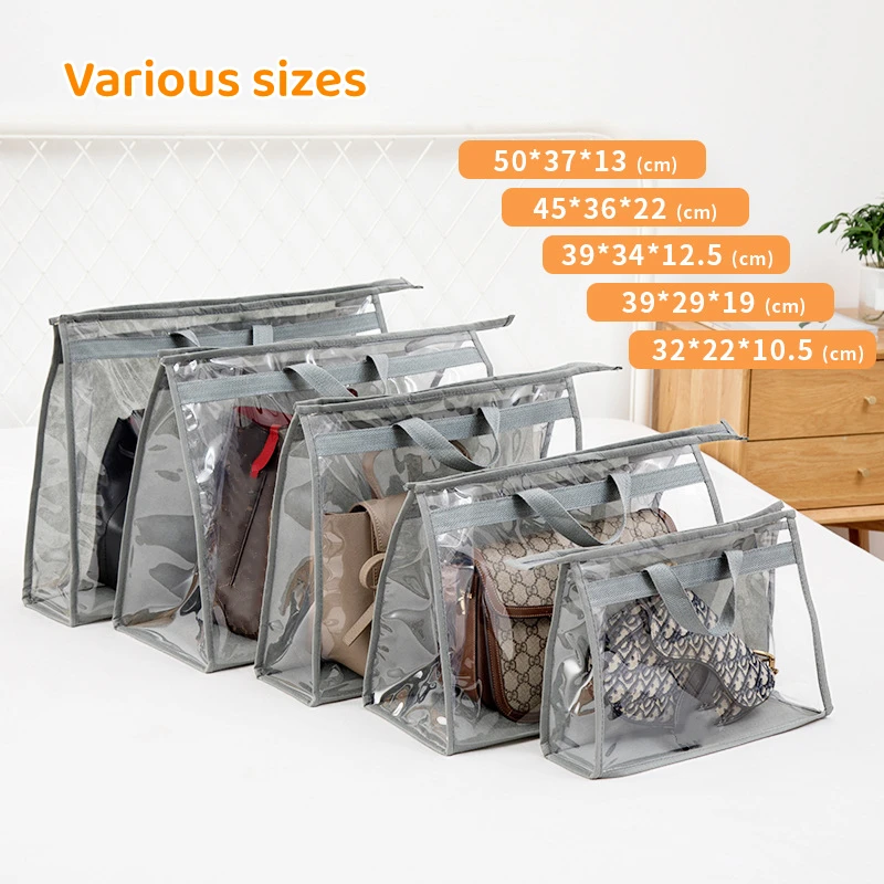 Pvc Transparent Dust-proof Handbag Storage Bag Organizer Home Wardrobe Storage And Organization Crossbody Zip Waterproof Bag