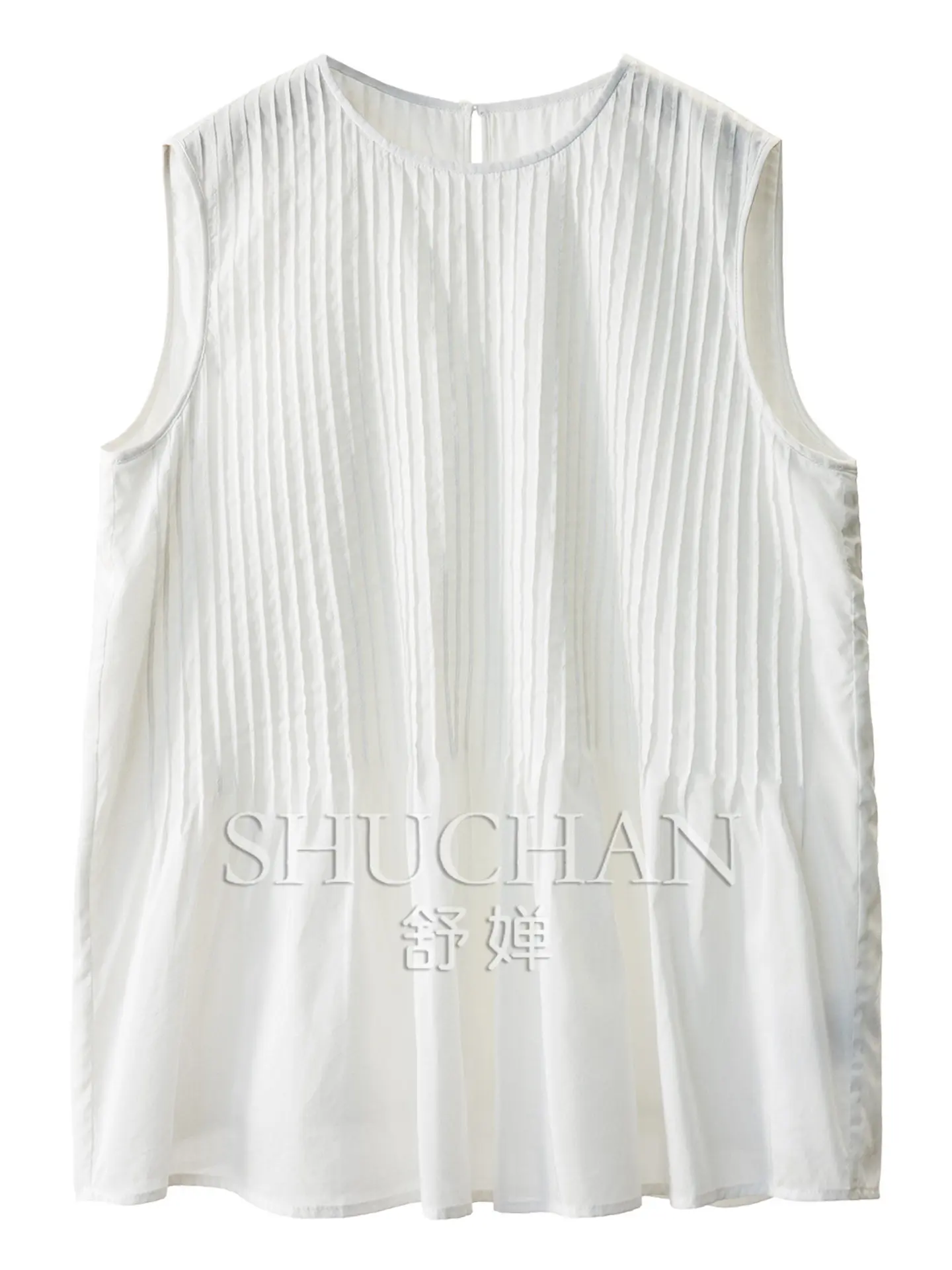 Tank Top Summer 2026 New Design Feeling, Heavy Industry Pinch Pleated 29% Natural Silk 71% Cotton Vest Shirt Women 32W2