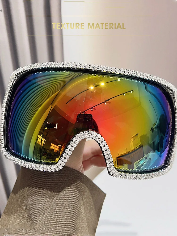 Respzed Y2k Punk Drill Lunettes de soleil une pièce pour femmes et hommes, Marque de luxe Steampunk, Lunettes de soleil de sport pour dames, Coupe-vent, Gogfordden, 2025