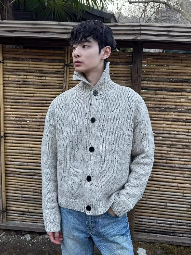 

Мужской свитер оверсайз с высоким воротником, осенне-зимний, в корейском стиле, повседневный, крупной вязки, теплый, аэрофэшн