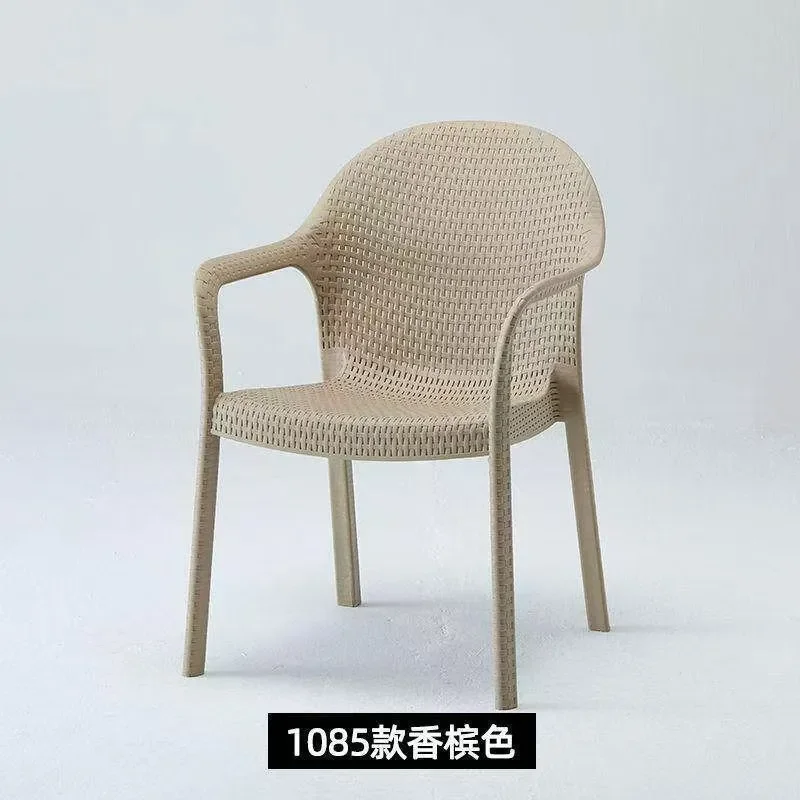 for Outdoor Plastic Chair Waterproof Sunscreen Summer Backrest Courtyard Garden Villa Table and Chair Set Simulation Rattan