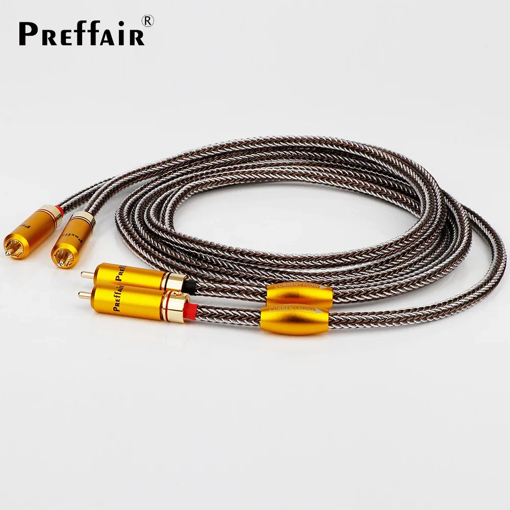 Preffair 1 Pair Gold-Plated RCA Signal Cable X459R1786 16-Core OCC Silver-Plated Copper Conductors PVC Insulation 6.6mm Diameter