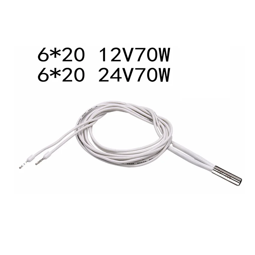 1 PCS Heating Rod 12V/24V Heating Elements 60W/70W High-Power High-Temperature Nozzle Heating Tubes 6×20 MM for 3D Printer Part
