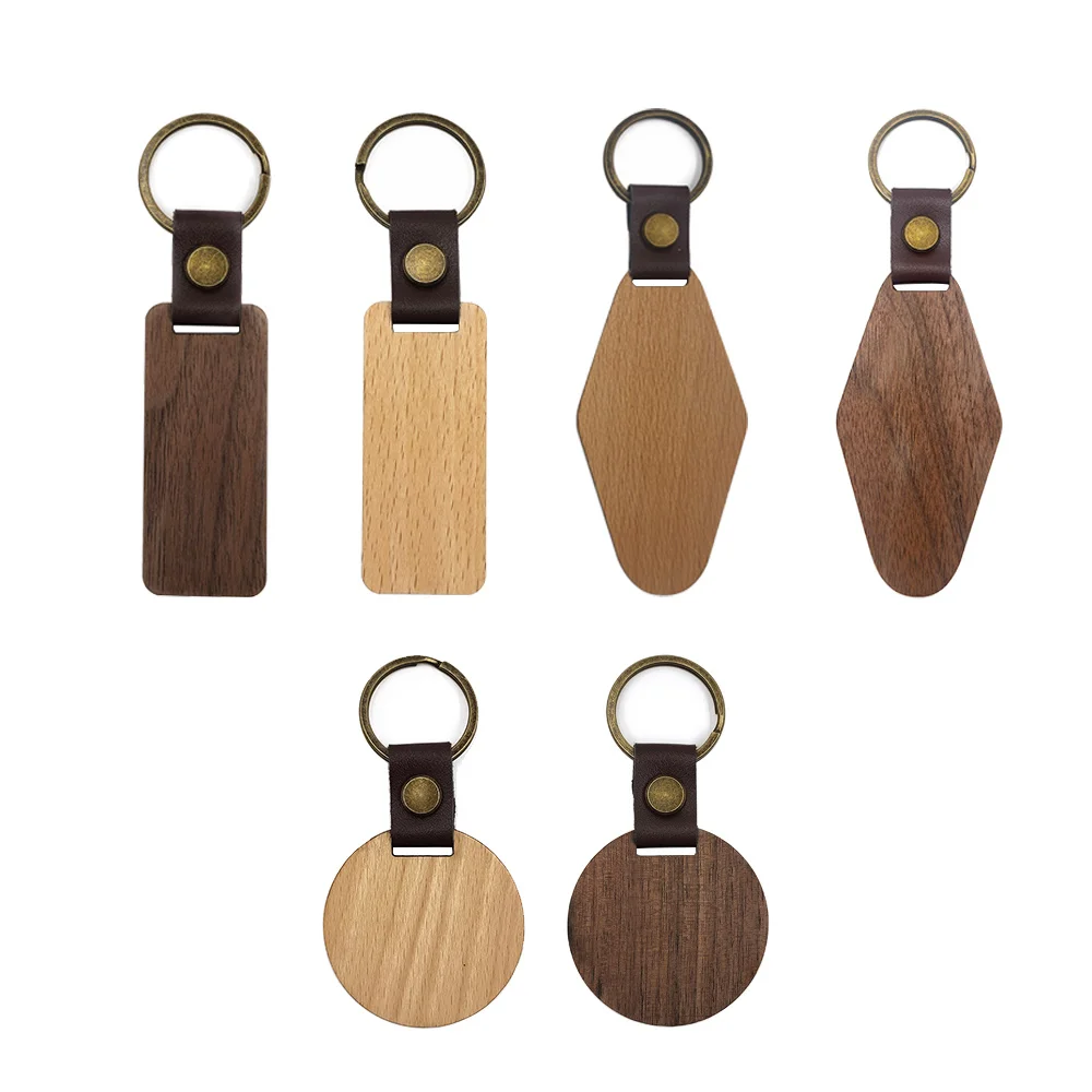 

10pcs Wood Engraving Blanks Rectangle Blank Wooden Key Chain Unfinished Keychains Diy Pendant With Keyrings For Laser Engraver