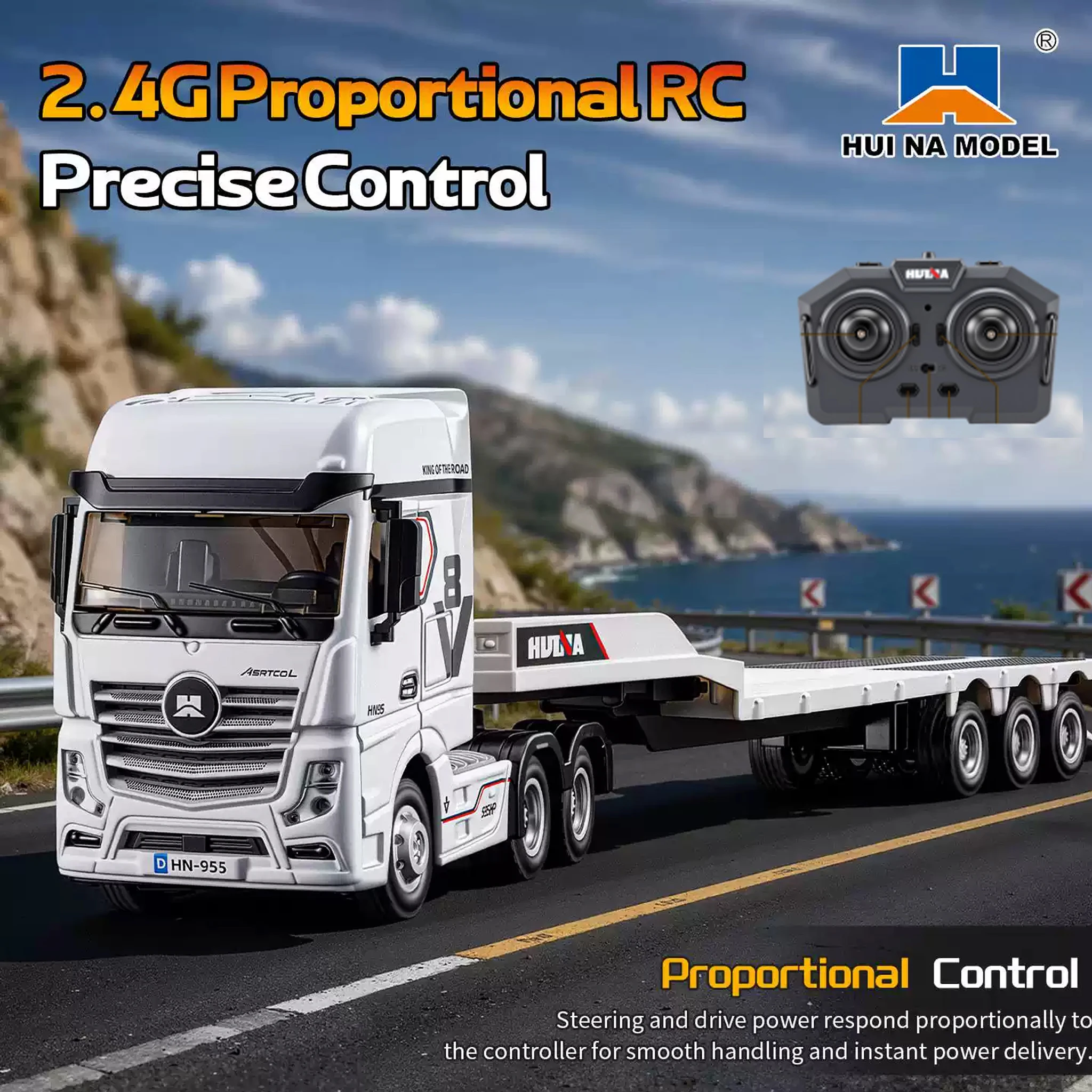 Huina 9900 Desktop Rc Car 1:64 12Ch Slide-Tray 2.4G Remote-Control Tow Truck Trailer Trucks Engineering Vehicle Toys for Boys