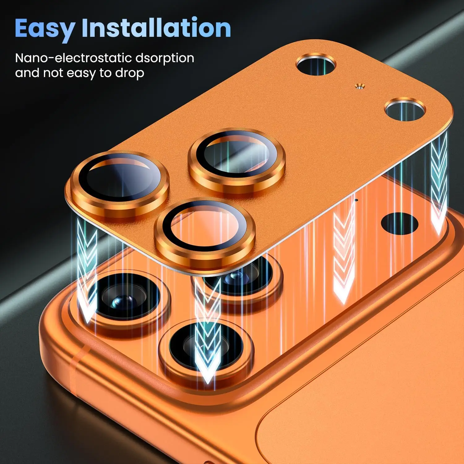 For iPhone 17 Pro Max Camera Lens Protector [Strong Adsorption][Case-Friendly] Metal Tempered Glass Rear Camera Screen Cover