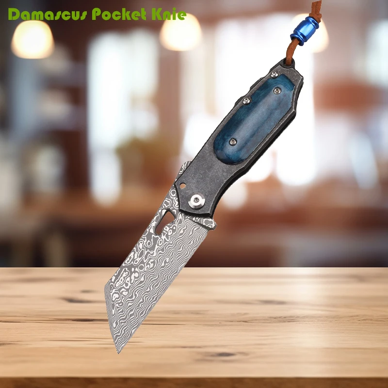 

Damascus Steel Blade Ball Bearing Fast Animal Bone Handle Outdoor Camping Hunting Fishing Fruit Knife EDC Folding KnifeTool