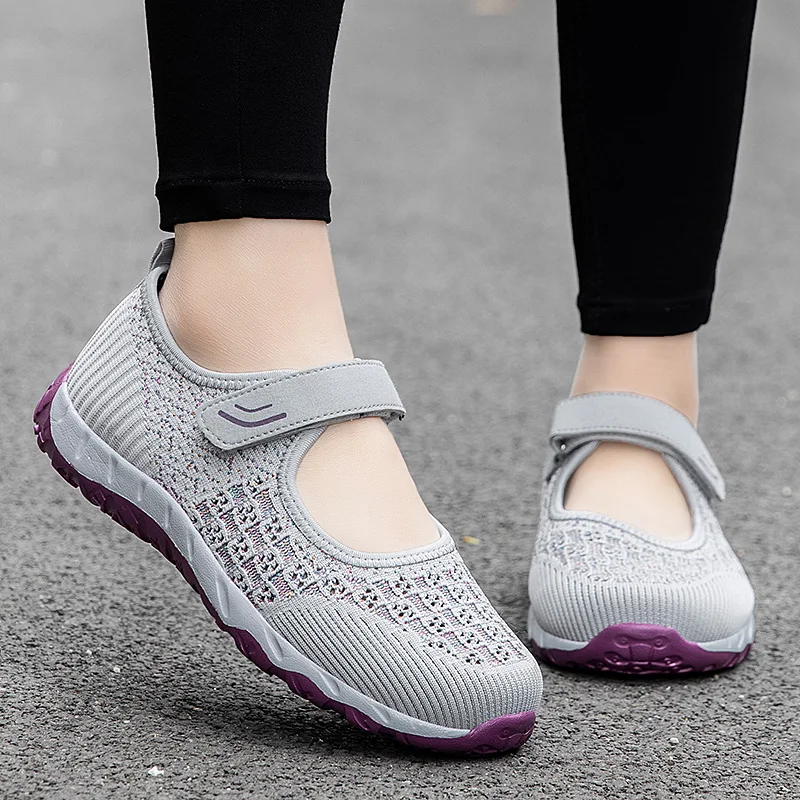 

Women Mesh Walking Mary Jane Fitness Slip-On Light Loafer Summer Sports Shoes Outdoor Flats Breathable Sneakers Big Size 35-42