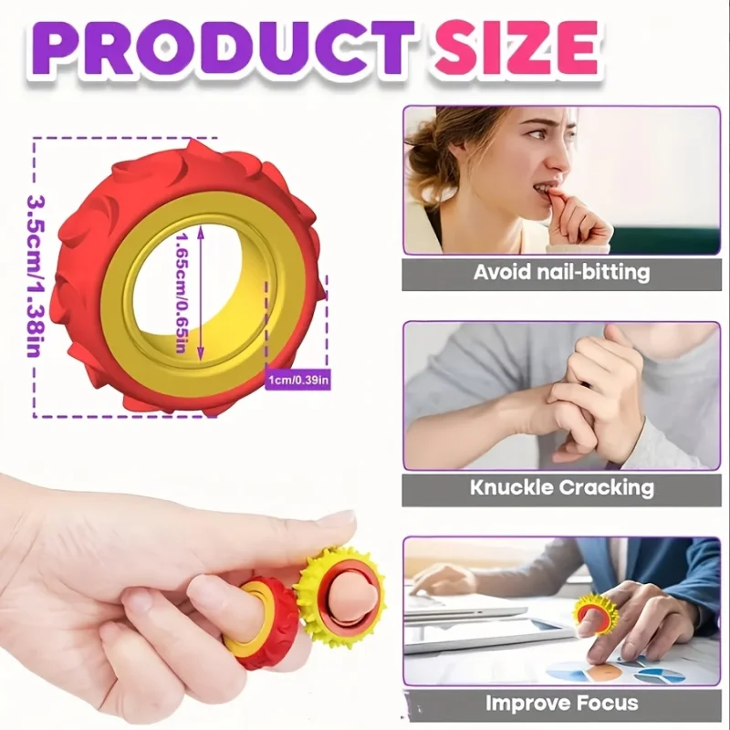Children's Sensory Ring, Gyroscopic Relax Toy, Rotating Sensory Ring, Finger Spinning Toy Set, Random Colors