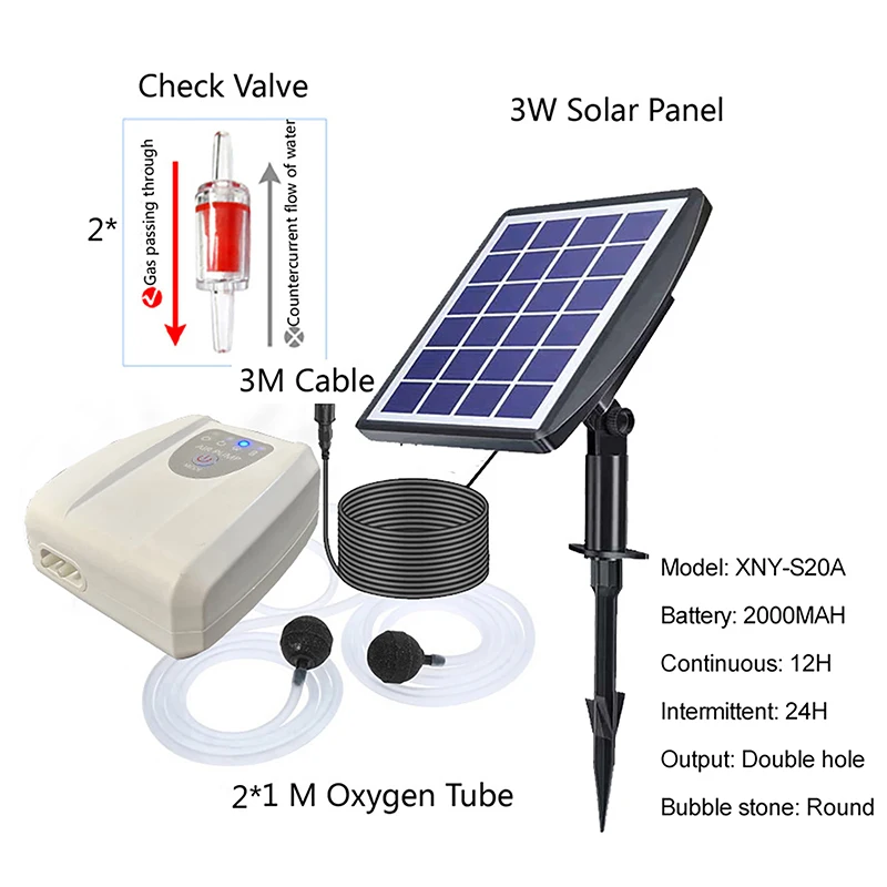 

Solar Oxygen Pump Set Household And Outdoor Fish Farming Oxygenation Water Pumps USB Rechargeable Oxygen Pump 3 Working Modes