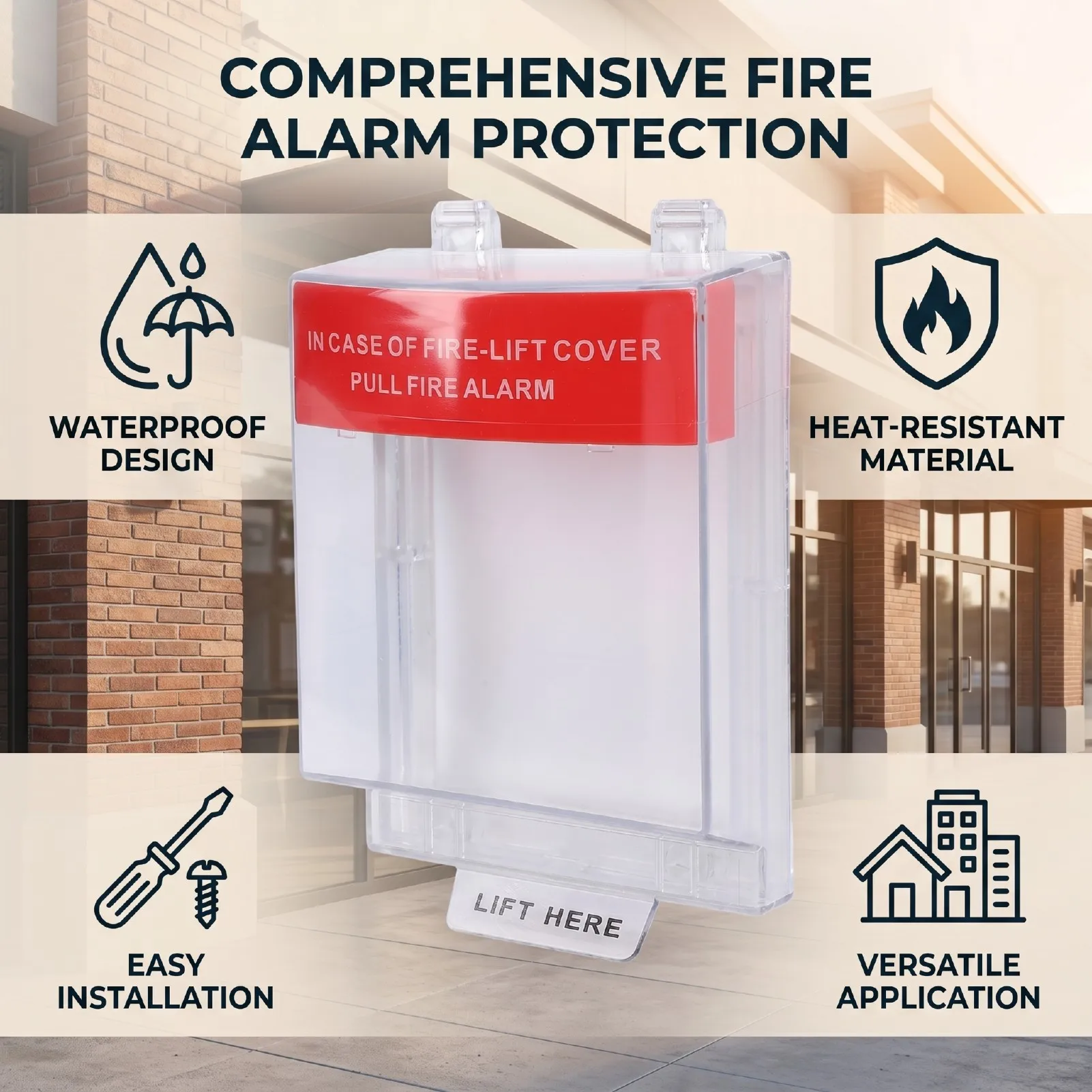 Fire Alarm Pull Station Transparent Cover Fire Emergency Switch Protective Guard Waterproof Rainproof Heatproof Protection Cover