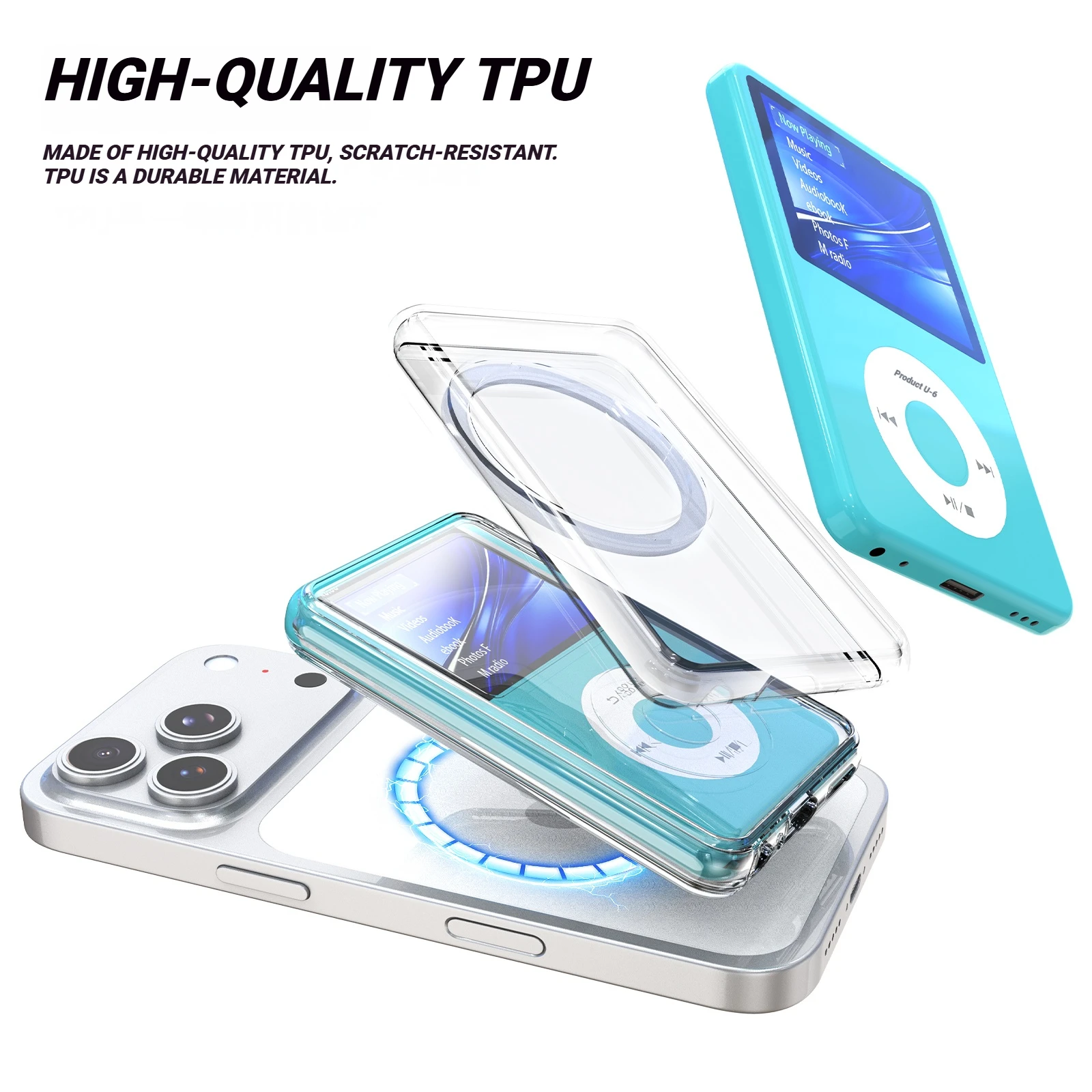 MagSafe Compatible TPU Case for INNIOASIS Y1 Ultra Thin Clear Magnetic Cover Portable MP3 Player Protective Case
