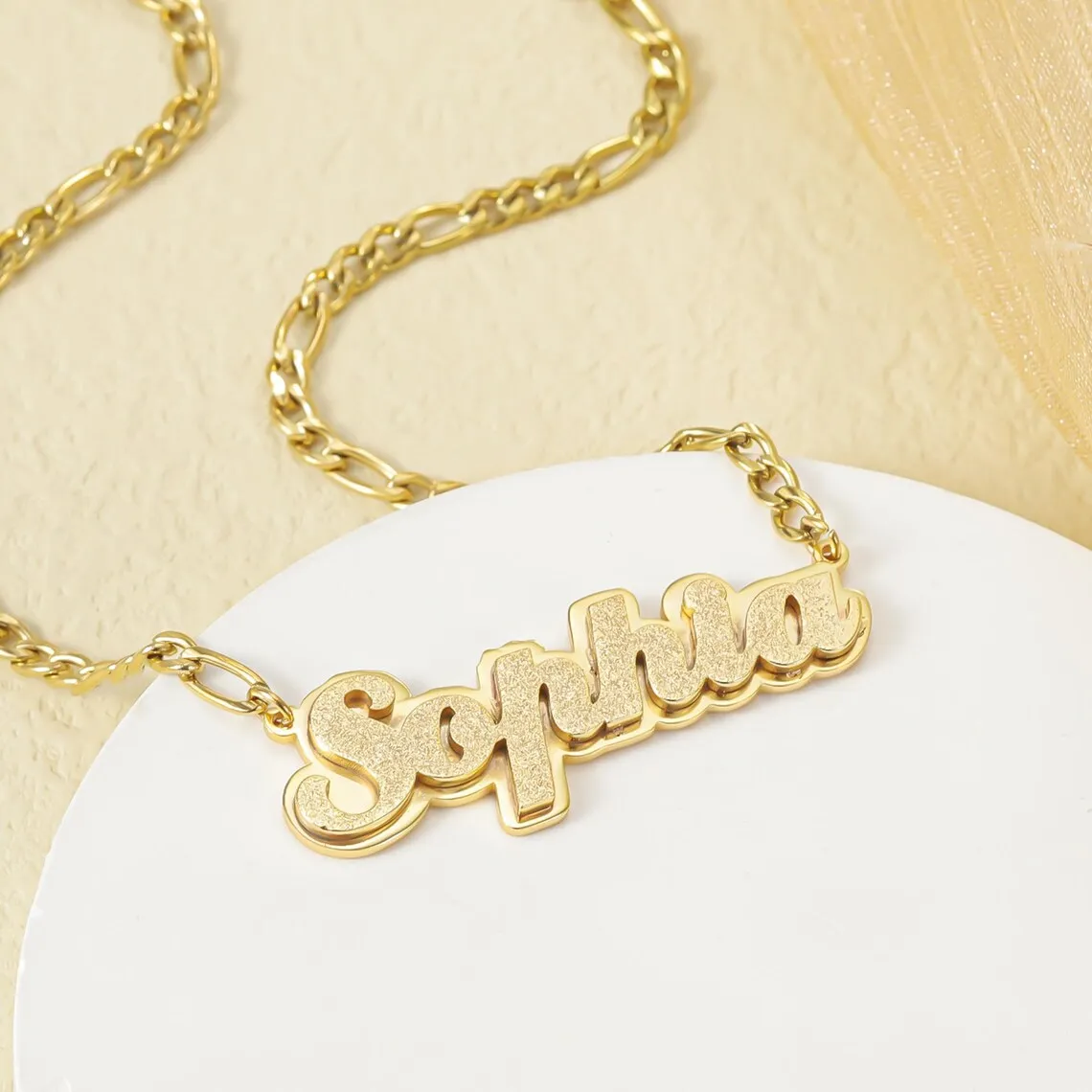 

Customized Double Layers Welding Name Frosted Letter Punk Necklaces Men Women Hip Hop Necklace Thick Figaro Chain Jewelry Gift
