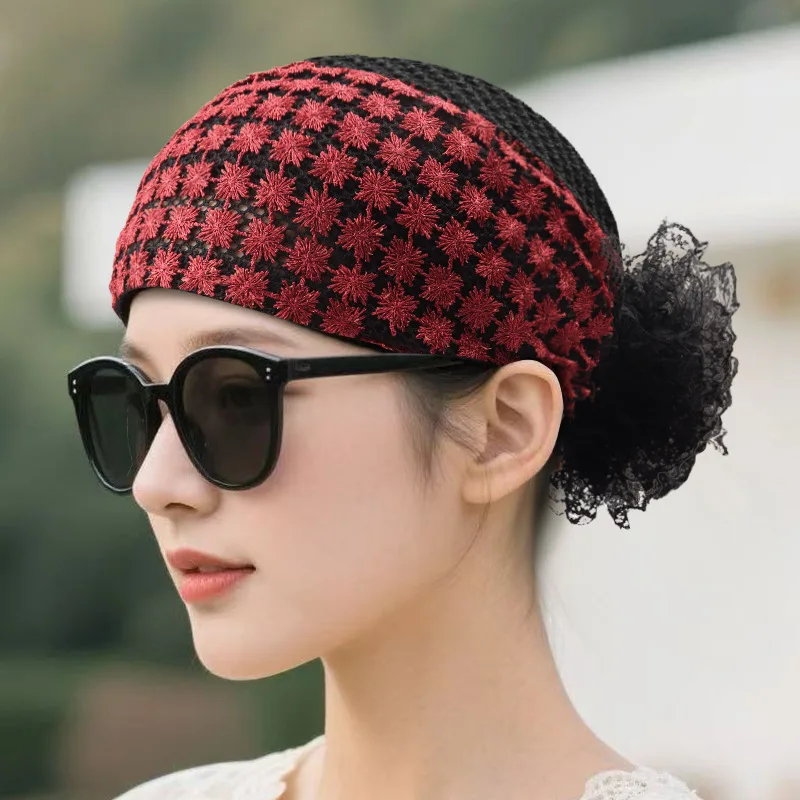 

Women's Elegant Lace Headwear Scarf Hat 3-in-1 Breathable Turban Cap for Home Travel Hair Loss M650 509077