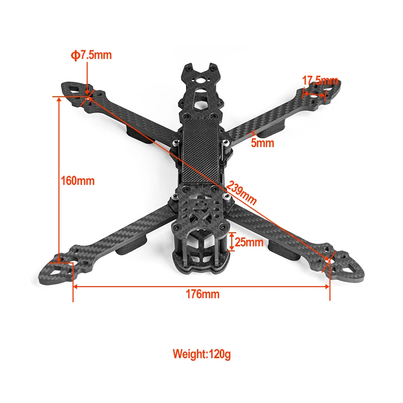 Mark4 5inch FPV Carbon Fiber Frame 225mm Wheelbase with 5mm Arm Freestyle Long Range Frame for RC Quadcopter Racing Drone