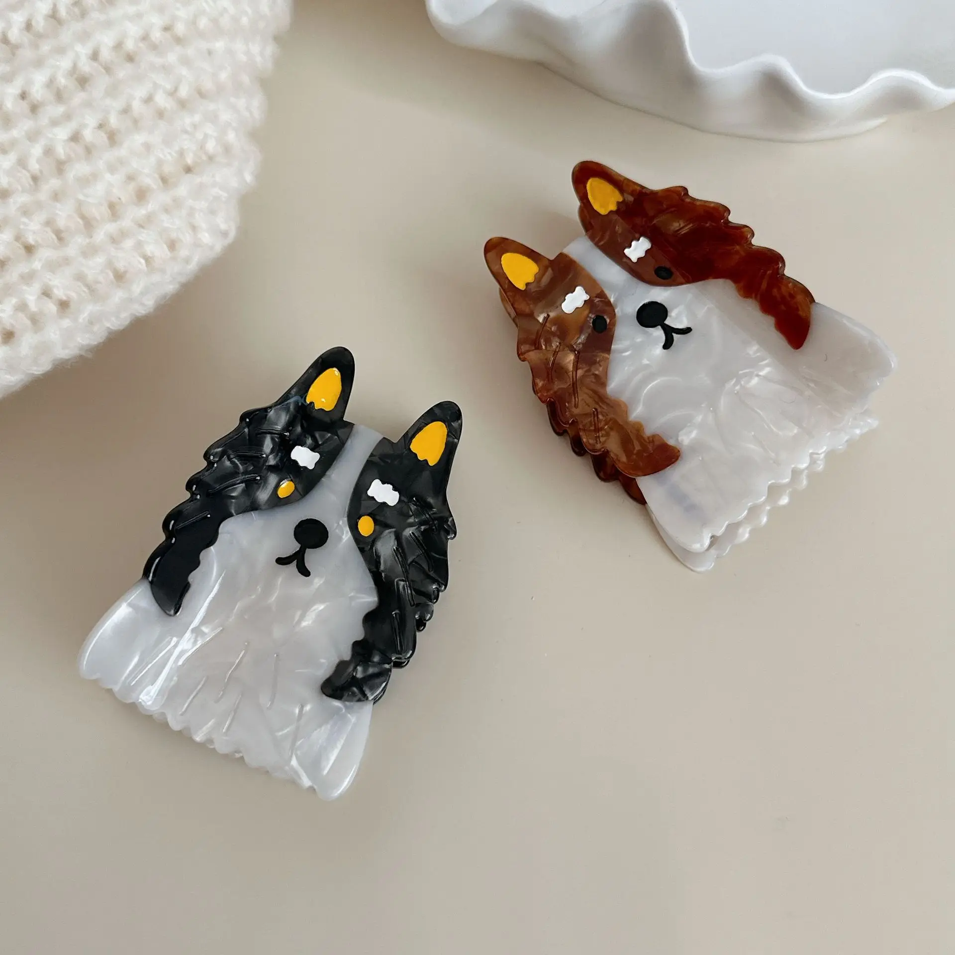 قطعة واحدة من جرو المرتفعات الغربية اللطيفة مع مشبك سمك القرش وشعر ذيل الحصان، إكسسوار شعر كرتوني النسخة الكورية