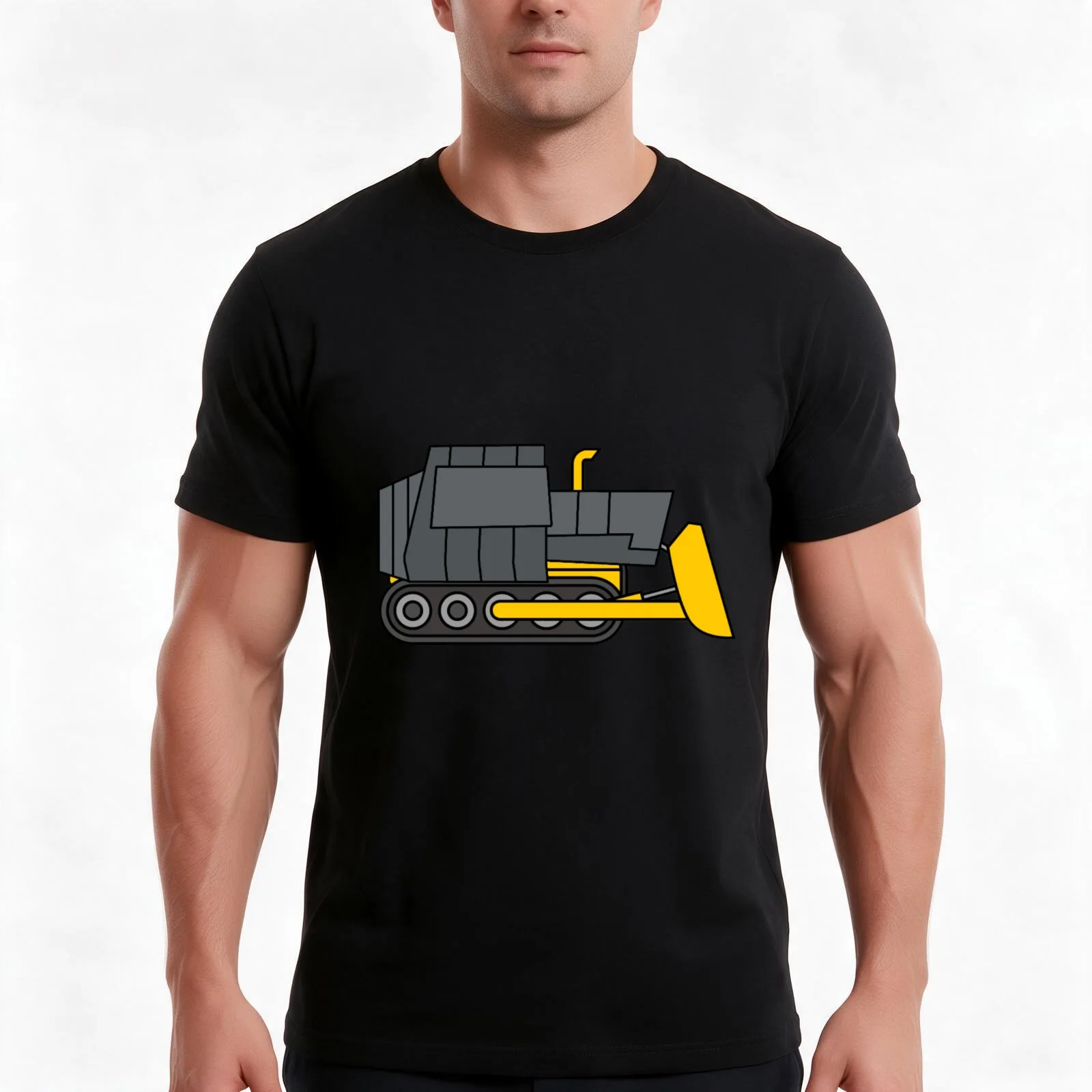 Kiddie Killdozer (No Text) T-Shirt, Summer Casual Cotton Tee, Oversized Streetwear Tops, Vintage Graphic Print, Unisex Men Women