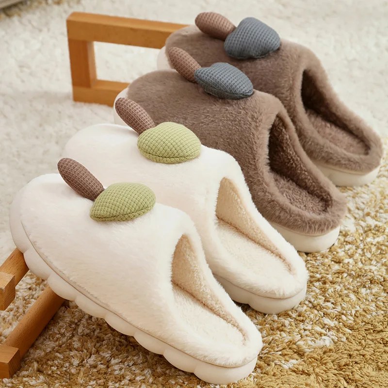 

Модные зимние тапочки для женщин и мужчин, домашняя теплая домашняя обувь на толстой подошве для пар, нескользящая хлопковая домашняя обувь на плоской платформе, Zapatos