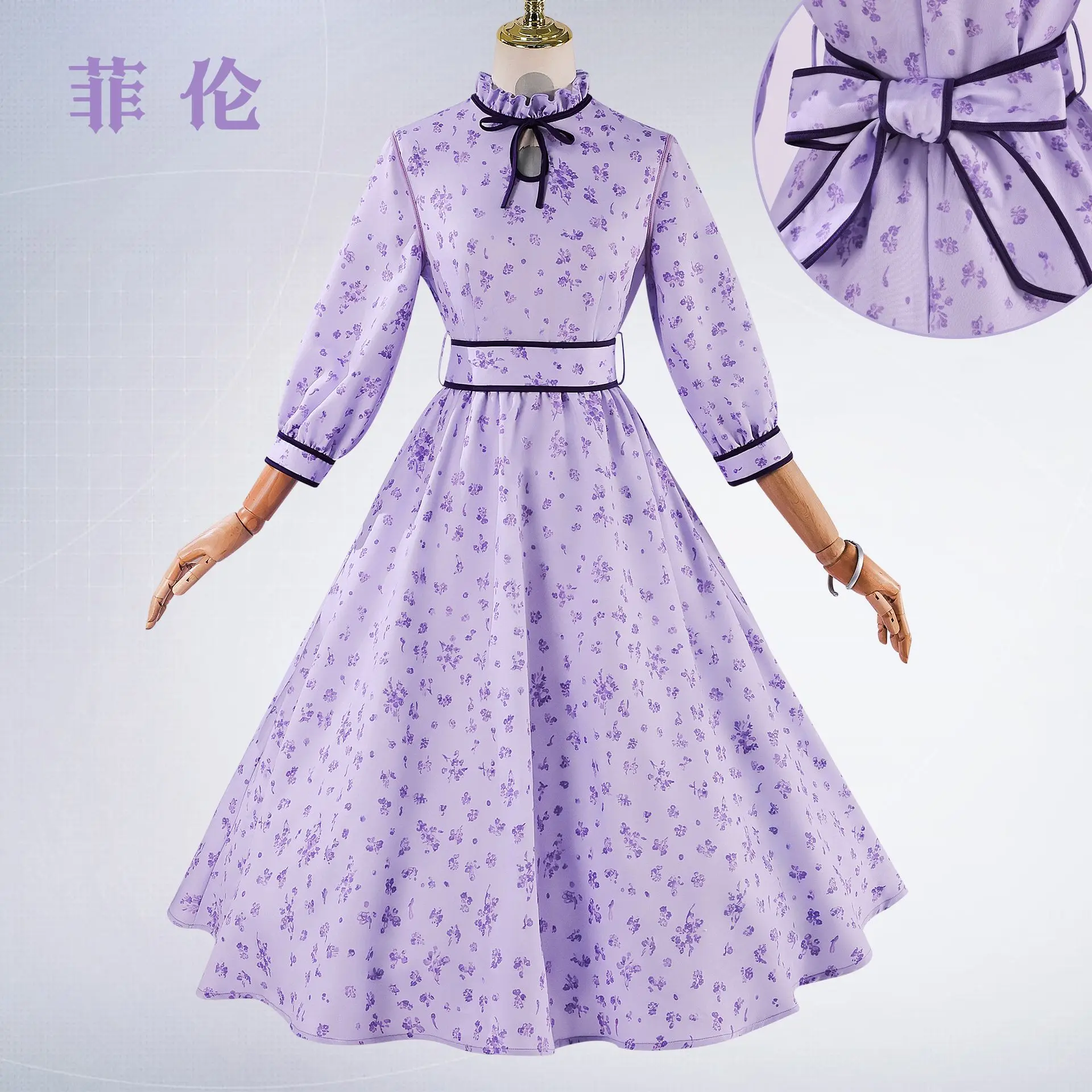 

Frieren Beyond Journey's End Fern Cosplay Costume Purple Floral Dress Lolita Princess Dress for Halloween