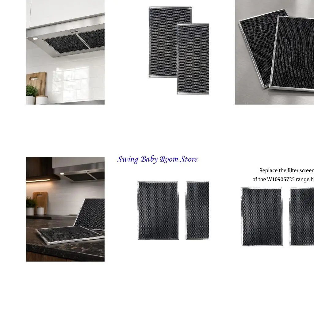 K1AD Two Replacement Hood Filters with Framed Patterned Faces, a 2-Filter Set Designed for Cooking Grease, Particles and Odors