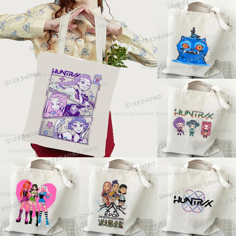 

Women's KPop Demon Hunters Handbags Fashion Cartoon Anime Tote Bags for Student Gifts KPop Demon Hunters Daily Shopping Bag
