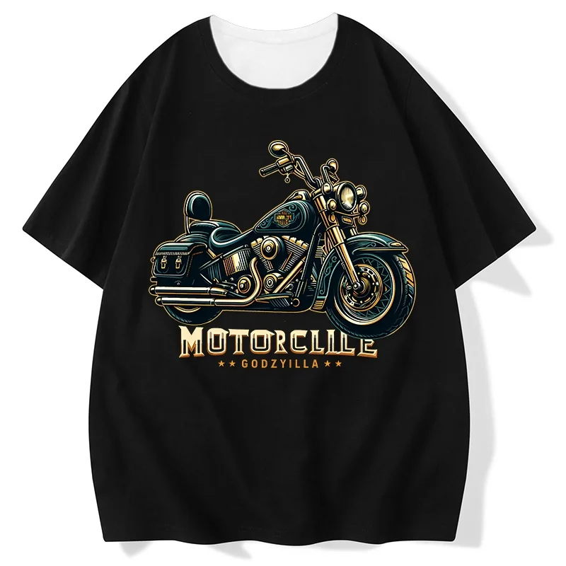 

2025 Retro Motorcycle Printed Harley Short Sleeve Men's Casual Motorcycle Fashion T-shirt