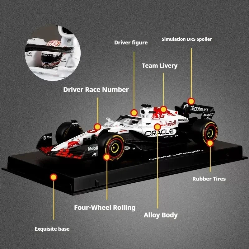 جديد وأصلي 1/43 Bburago Formula1 2025 Red Bull Rb21 1 # 22 # لعبة هدية مجموعة نماذج السيارات المصنوعة من خليط معدني من Max Verstappen Japan Grand Prix #3