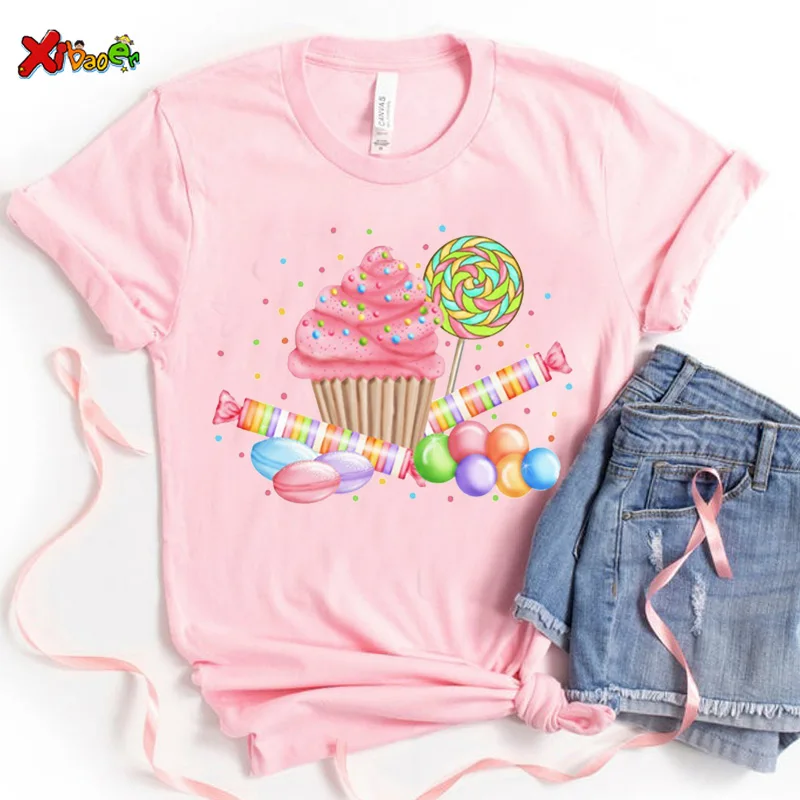 Girl Shirt Candy Lollipop Sweet T Shirts Girl Matching Clothes Outfit Kids Outfit  Top Baby Girl Clothes T-shirts Child Clothing