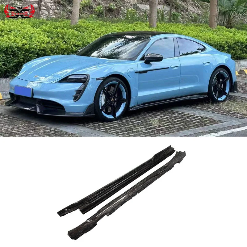 

for Porsche Taycan MS Style Dry Carbon Fiber Side Skirt Bumpers Spoiler
