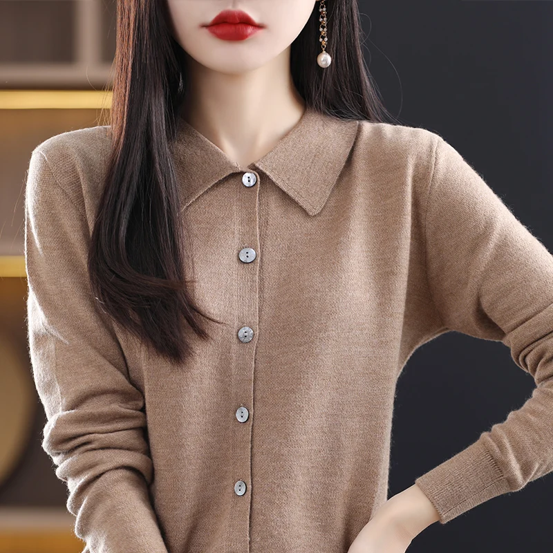 Women Cardigan Cashmere Wool Sweater 2023 Spring New Thin Sweater Knitted Jacket Female Soft Basic Shirt Solid Long Sleeve Tops