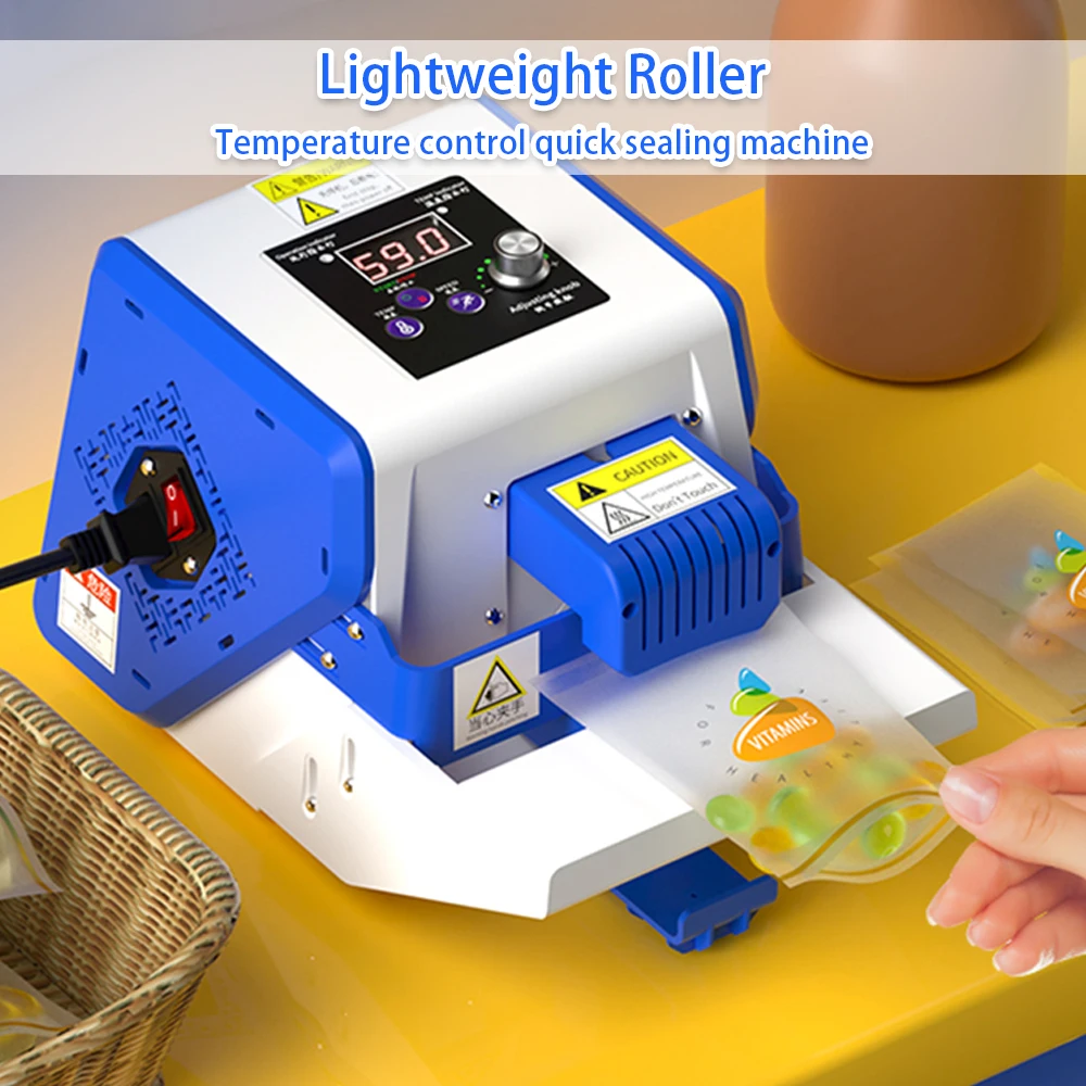 Continues Auto Sealing Machine Desktop Bag Sealer GLF-50P 80-180 degree Heat Sealing Temperature Control Speed Roller