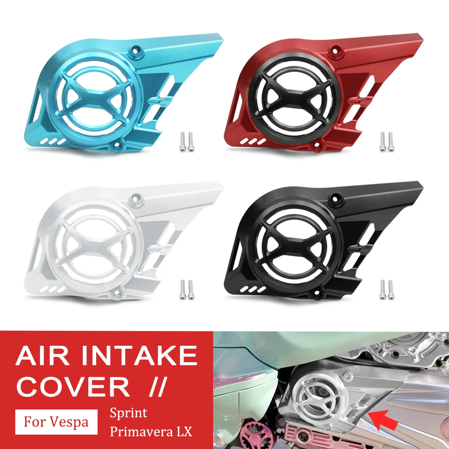 For Vespa Sprint Primavera LX150 S125 Scooter Air Intake Fairing Cover Accessories CNC Aluminum Engine Air Inlet Guard Protector