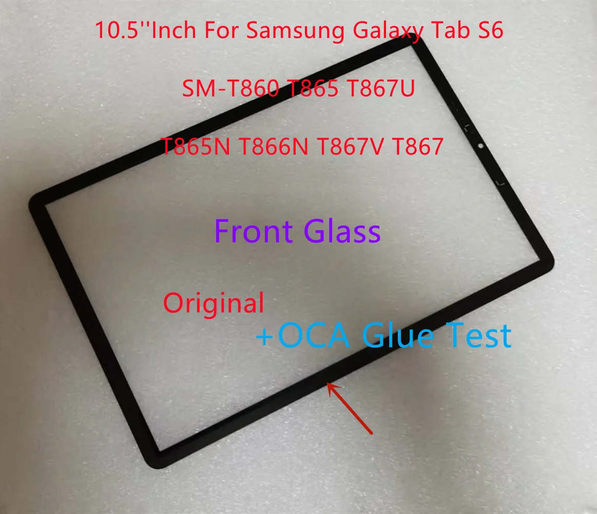 New 10.5''Inch For Samsung Galaxy Tab S6 SM-T860 T867U T865N T866N T865 T867V T867 T860 Front Glass Touch Screen Panel +OCA Glue
