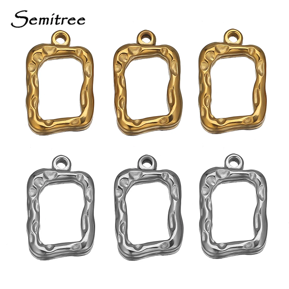 5pcs Stainless Steel Rectangle Concave Pendants Charms for DIY Necklace Jewelry Making  Accessories Findings Wholesale Supplies