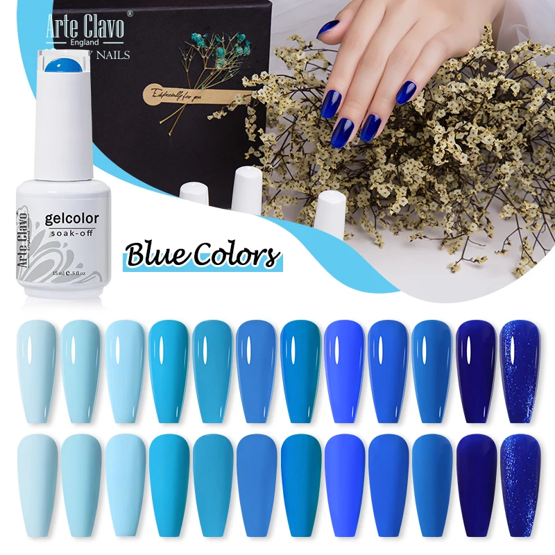 Arteclavo 15Ml Blue Color Nail Gel Polish Nagels Art Hybrid Top Base Coat Semi Permanente Uv Rood Roze Lakiery gel Hybrydowe Vernis